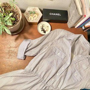 GAP Blue Striped Button Down Shirt Dress